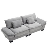 2-SITZER Sofa Samt mit extra tiefem Sitz und Kissen 224/81/81 cm Hellgrau - Hellgrau, Textil (81/224/81cm) - Redom