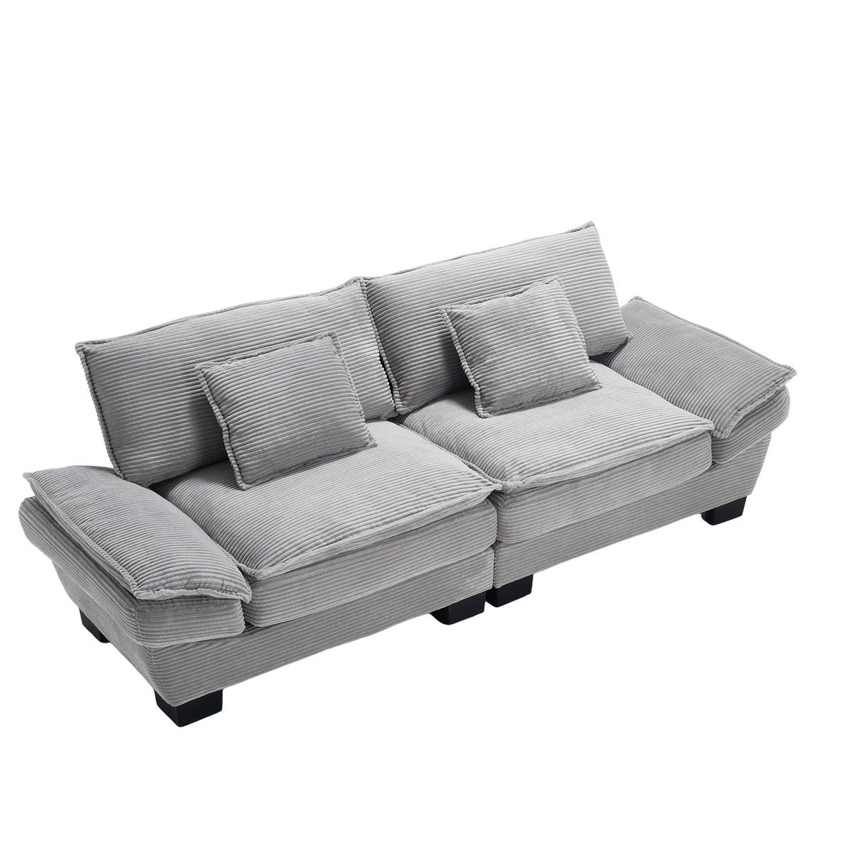 SOFA 2-Sitzer mit Kissen Samt Hellgrau 224/81/81 cm - Grau, Textil (224/81/81cm) - OKWISH