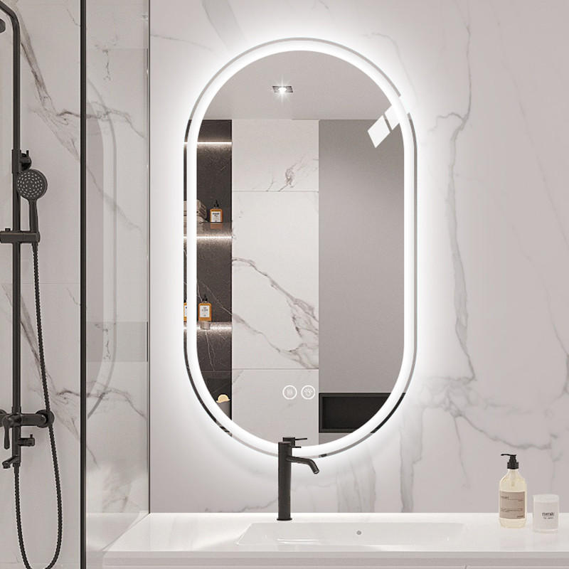 LED Badezimmerspiegel 90x60x3cm Silber, 3 Lichtfarben dimmbar mit Entspiegelungsfunktion - Silberfarben, Glas (3/90/60cm) - Modfu