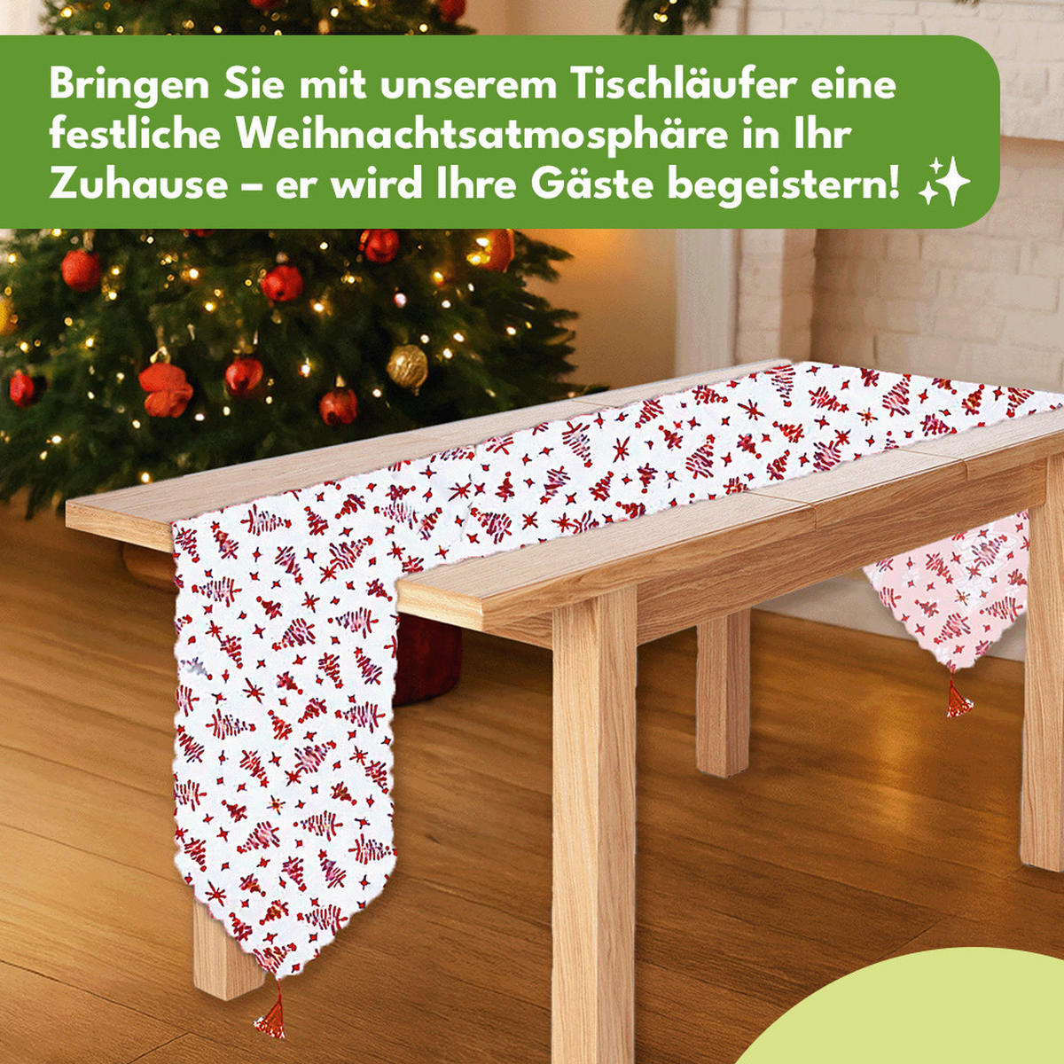WEIHNACHTSTISCHLÄUFER 180x35cm - Weiß, Textil (35/180cm) - KRUMAD