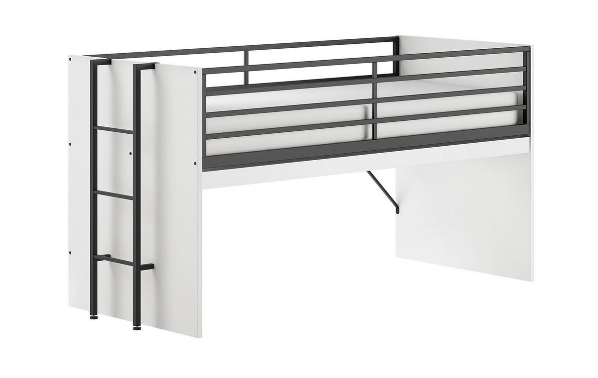 HALBHOCHBETT 90x200 Keelia Weiß Melamin mit Schreibtisch - Weiß, Kunststoff (90/200cm) - 58aufmkessel