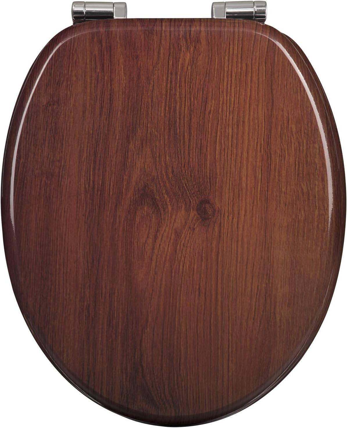 WC SITZ mit Absenkautomatik, MDF Holzkern, Antibakteriell - Braun, Holzwerkstoff (37/2.5/43cm) - Woltu