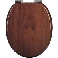 WC SITZ mit Absenkautomatik, MDF Holzkern, Antibakteriell - Braun, Holzwerkstoff (37/2.5/43cm) - Woltu