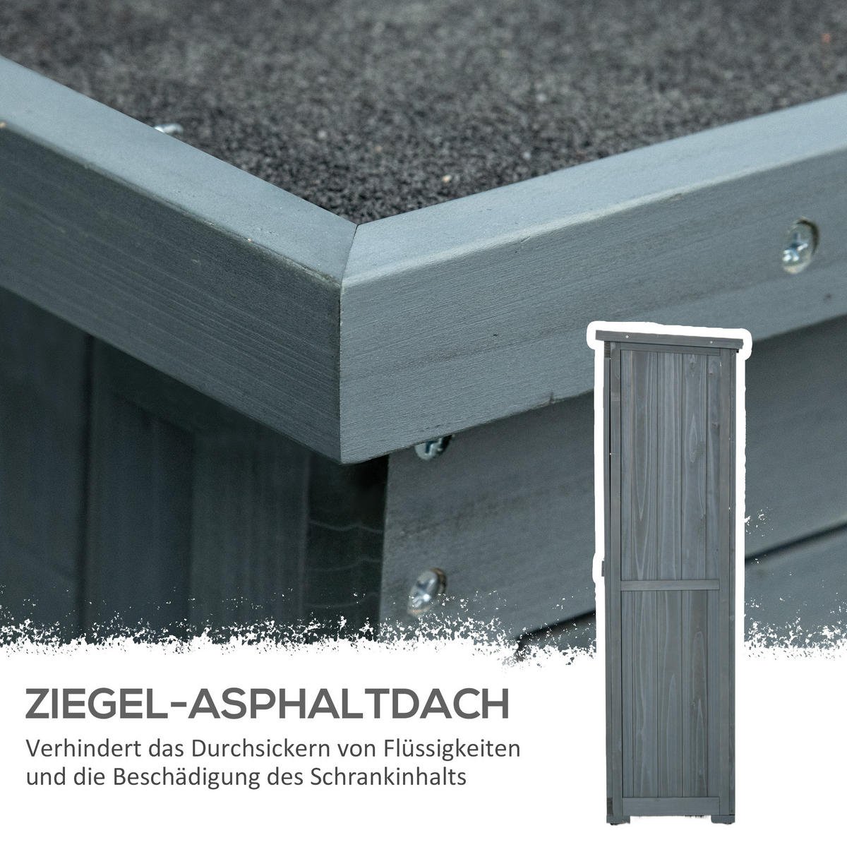GARTENSCHRANK, Holz Gerätehaus, Geräteschuppen, Geräteschrank, Pultdach, Grau - Grau, Holz (46.5/160/87cm) - Outsunny