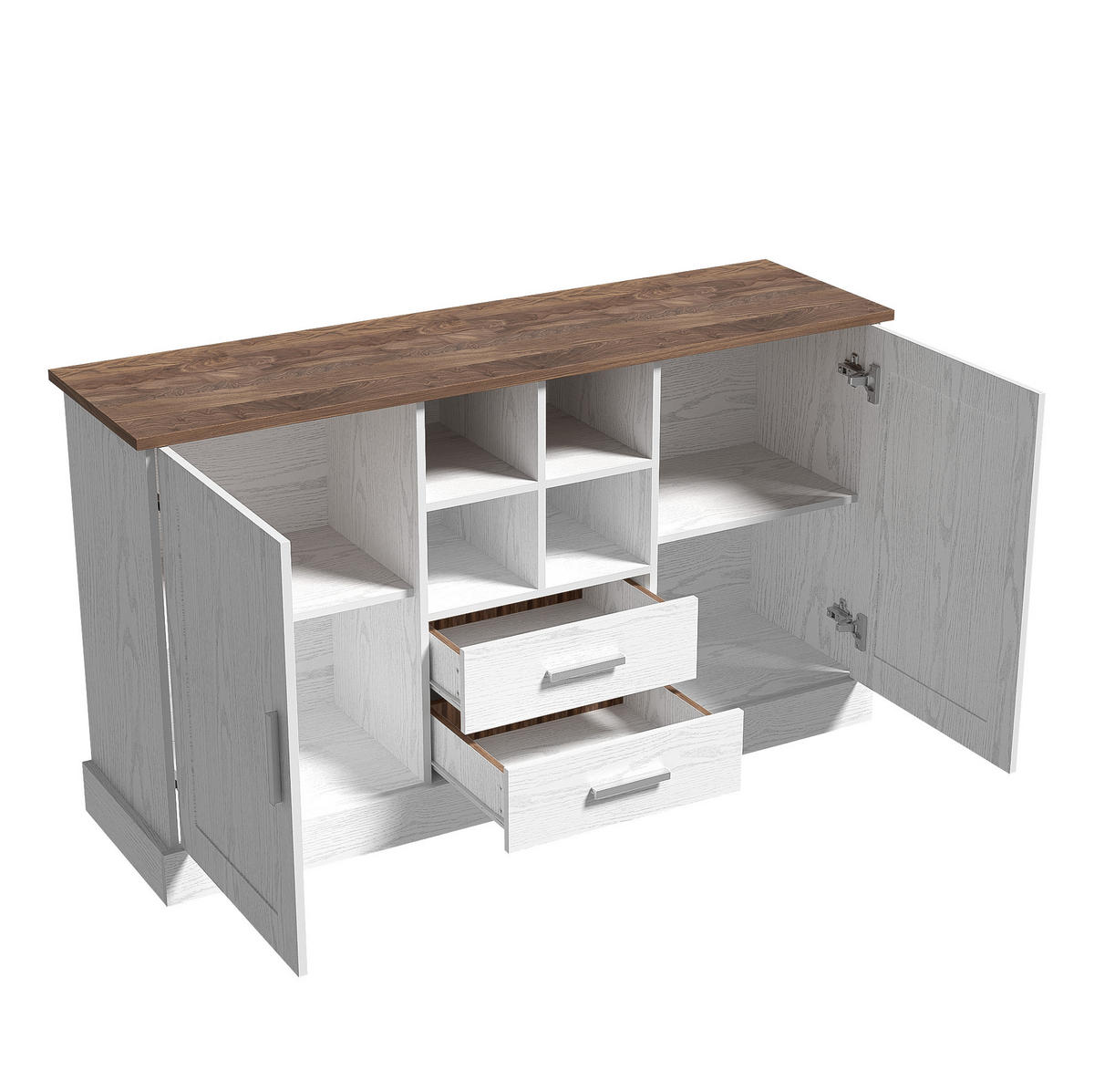 SIDEBOARD 140/40/79,5 cm mit 2 Türen, 2 Schubladen & offenen Fächern - Braun, Holzwerkstoff (140/79.5/40cm) - BEAOK