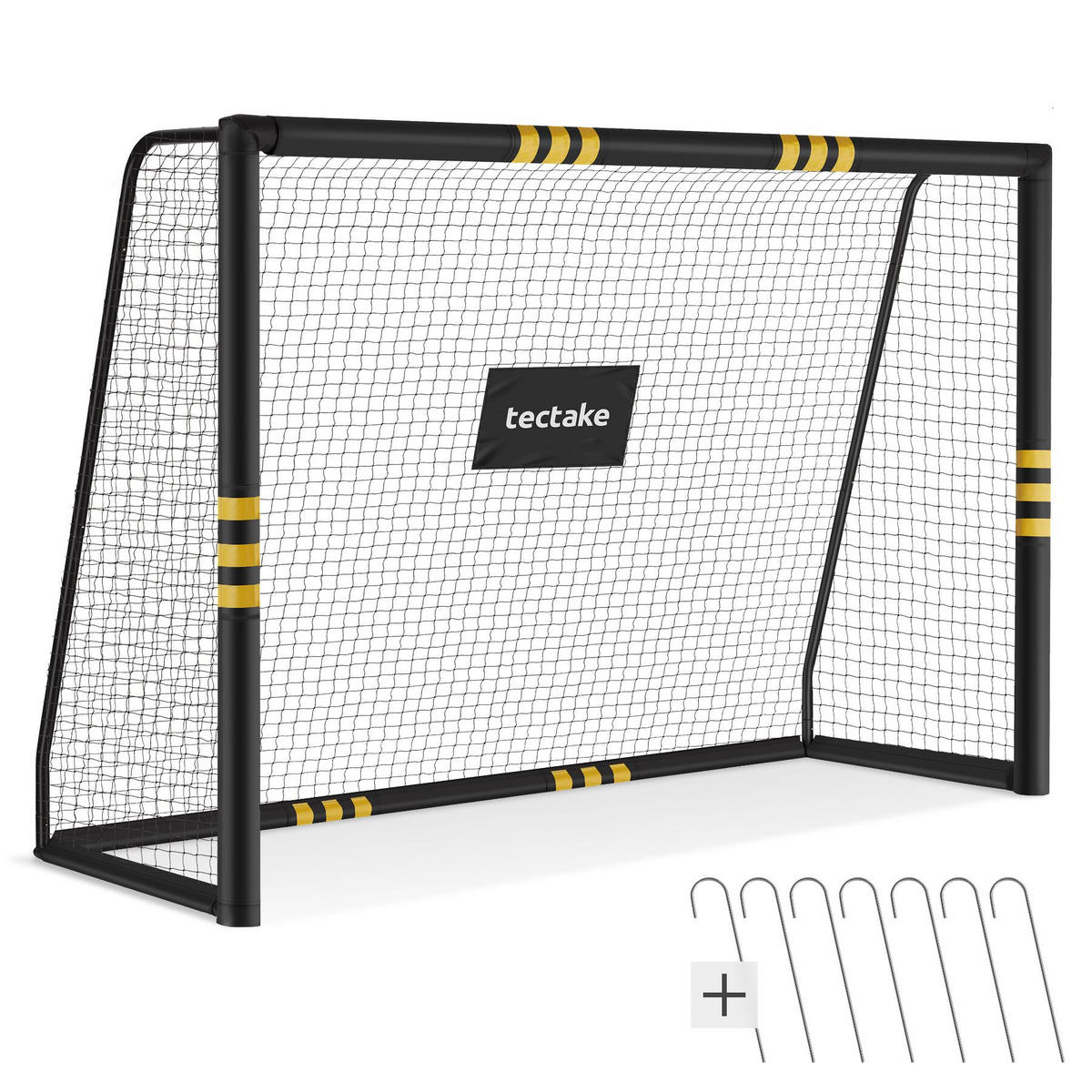 FUSSBALLTOR Harry, werkzeugloses Klicksystem , schwarz/gelb - Gelb/Schwarz, Kunststoff (244/86cm) - tectake
