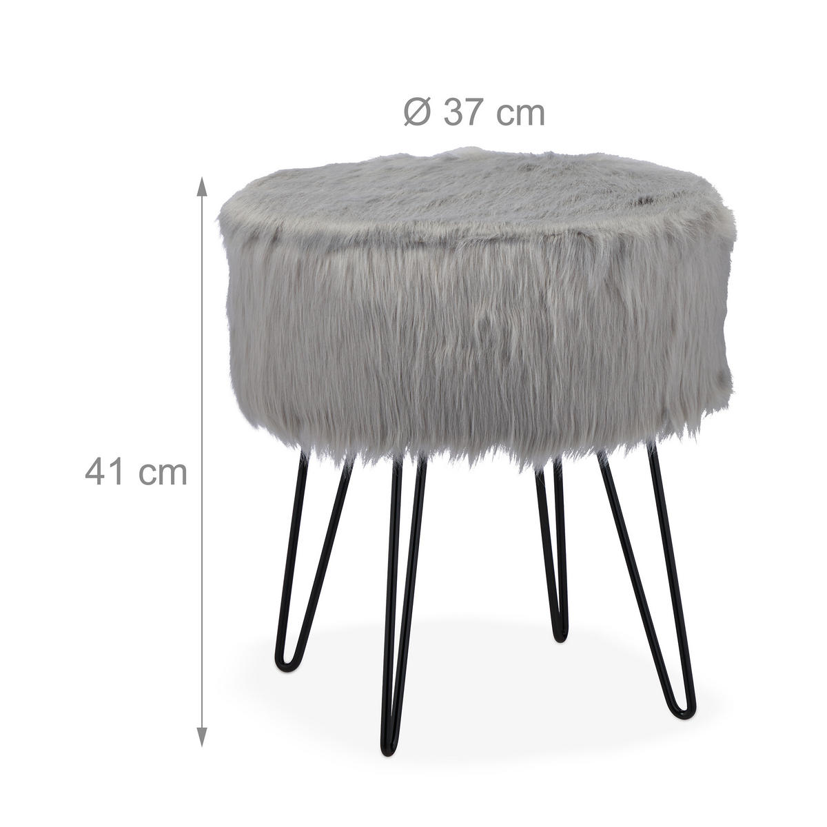 FELLHOCKER - Multicolor, Holzwerkstoff/Textil (37/41/37cm) - Relaxdays