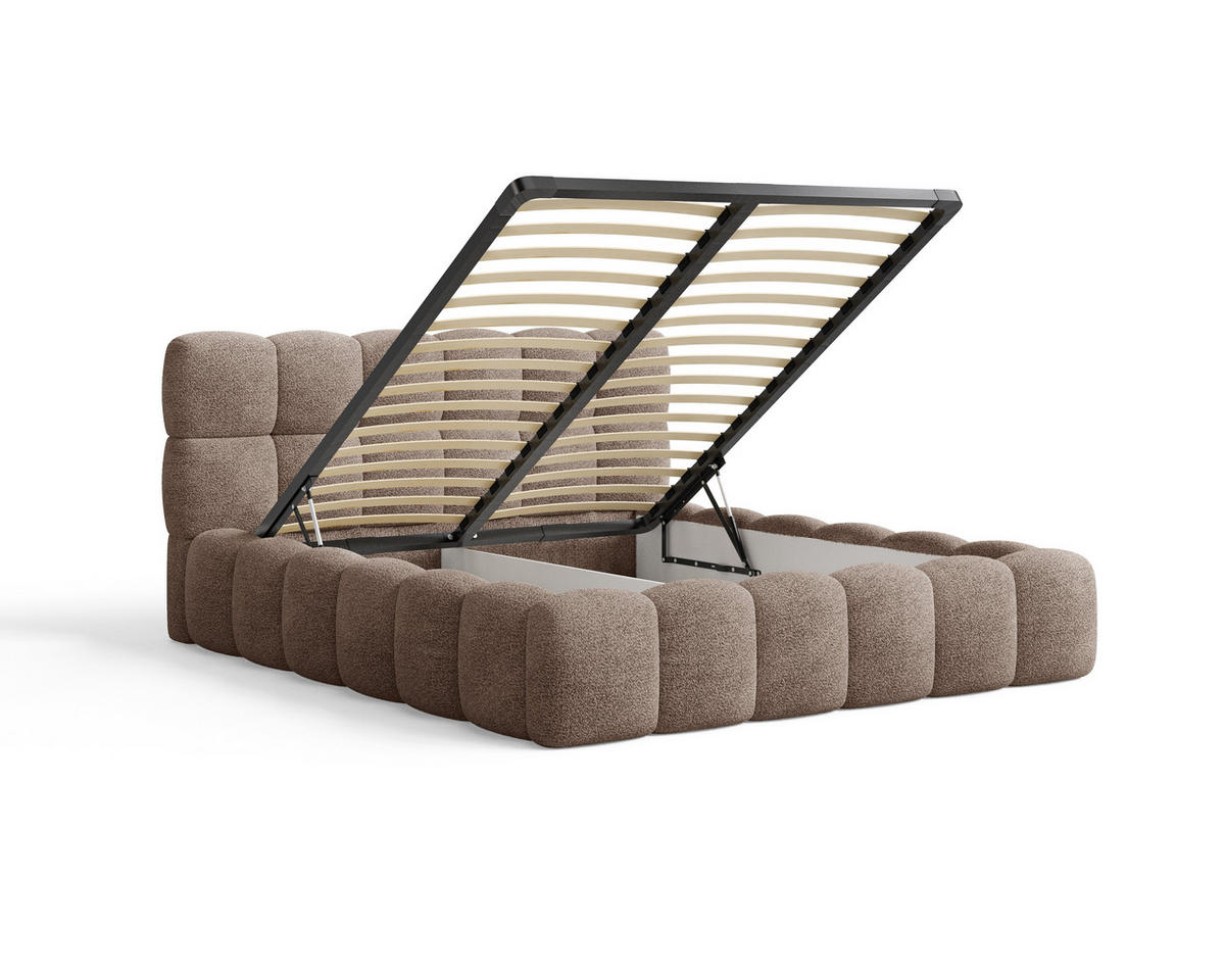 POLSTERBETT 19 - 140x200 cm – Arena – Bett mit Federmechanismus und Stauraum - Taupe, Holz (140/200cm) - ROYAL24_MARKT