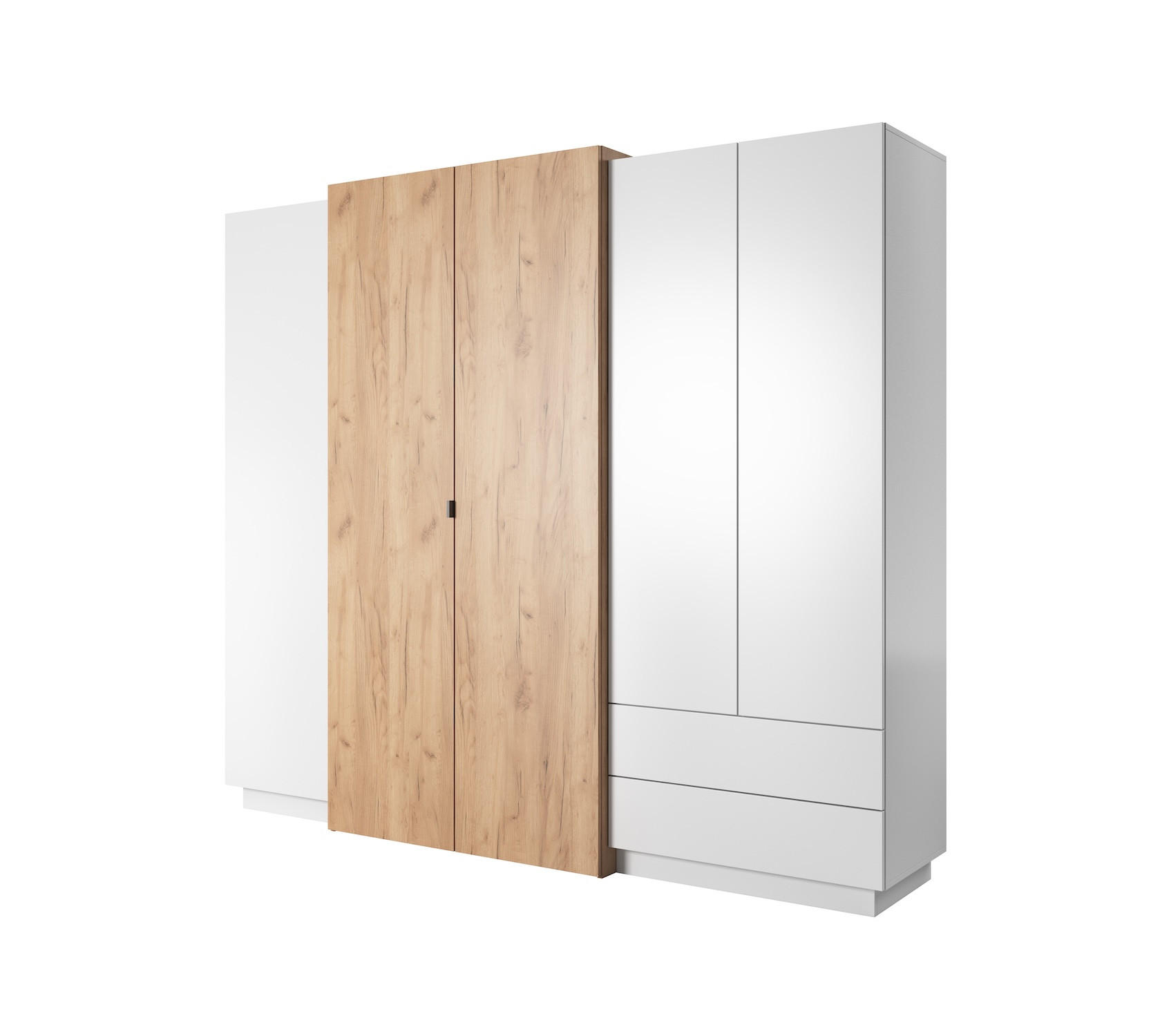 KLEIDERSCHRANK 3D weiß gold craft oak 230cm / 51 cm / 201 cm - Weiß, Holz/Holzwerkstoff (230/201/51cm) - Feldmann-Wohnen