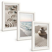 BILDER SET 3er Set - 20x30 cm Weißer Rahmen - Wellen, Sand, Wasser, Steine, Strand - Weiß, Kunststoff (20/30cm) - TULUP