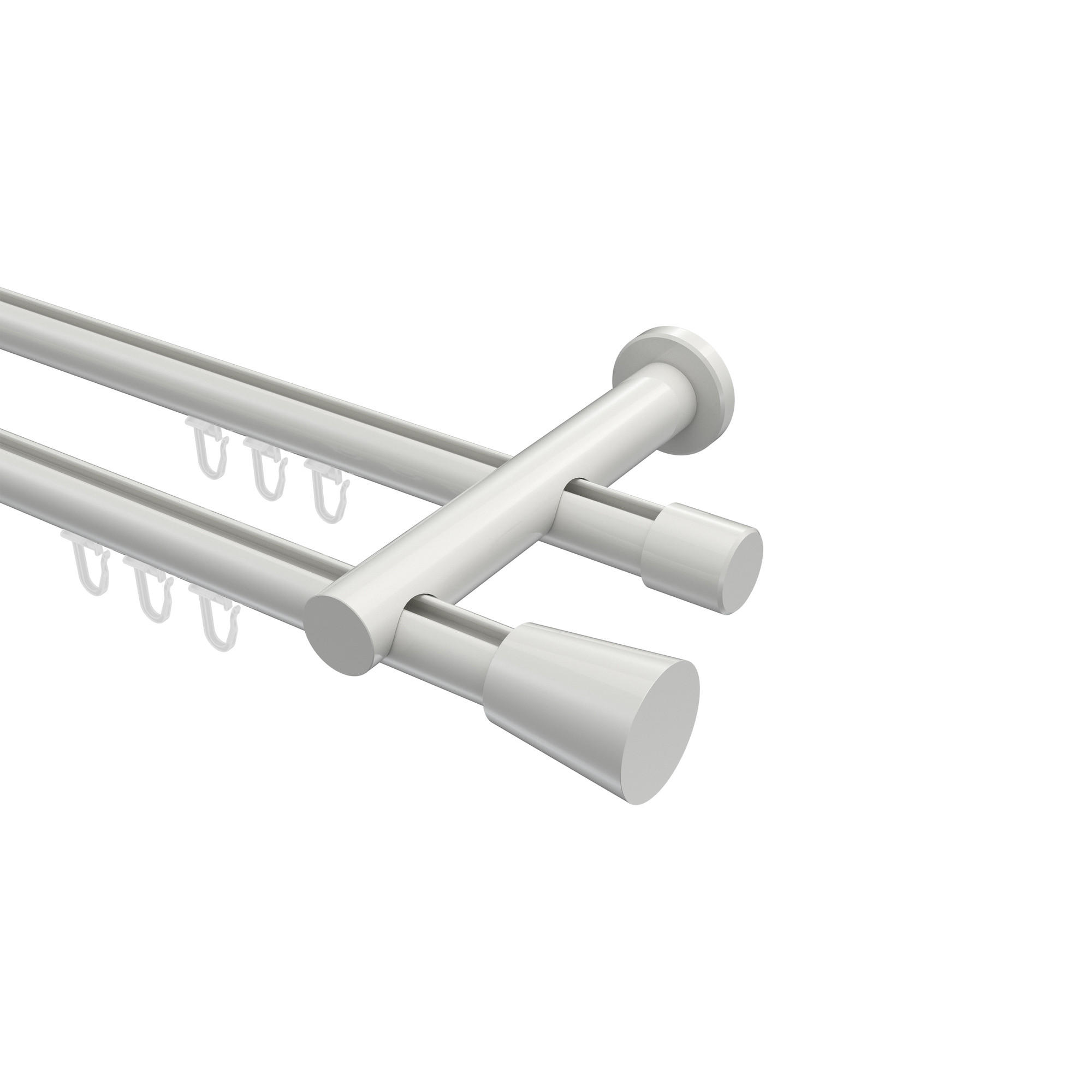 INNENLAUF-GARDINENSTANGEN-SET Platon Sitra 360 cm (geteilt in 2 x 180 cm), 2-läufig, 20 mm Ø Weiß - Weiß, Metall (360cm) - INTERDECO