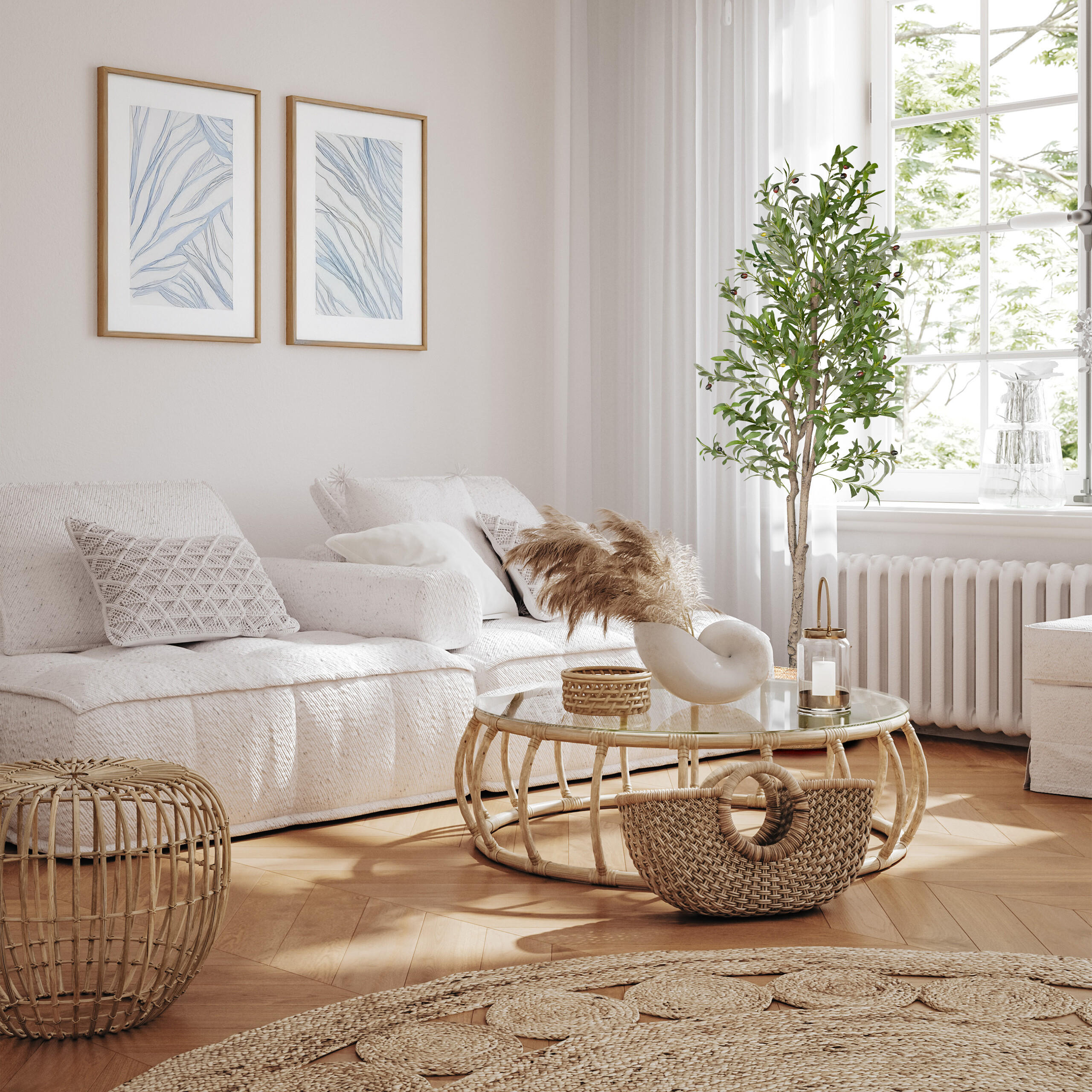 OLIVENBAUM - Dunkelgrün/Grün, Kunststoff/Stein (180cm) - Relaxdays