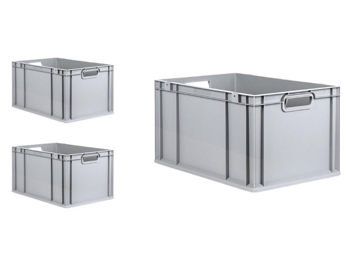 EUROBOX 3x Nextgen Economy Griffe Offen 32x40x60cm 65 Liter - Grau, Kunststoff (40/32/60cm) - PROREGAL