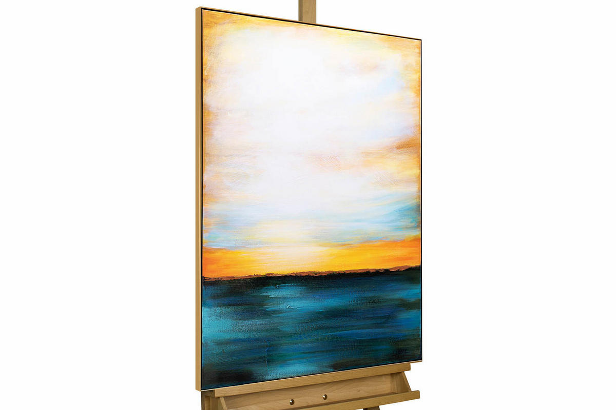 ACRYLBILD HANDGEMALT 60/90 cm - Blau/Gelb, Textil (60/90cm) - KUNSTLOFT