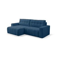 ECKSOFA Palermo mit Schlaffunktion und Bettkasten in Cordstoff - Blau, Holz/Holzwerkstoff (245/143cm) - Ravio