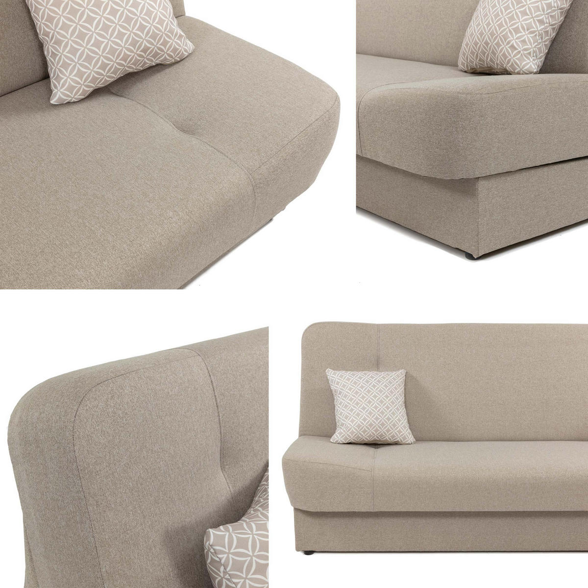 SCHLAFSOFA Jonas - Hellbraun, Holz/Textil (195/86/87cm)