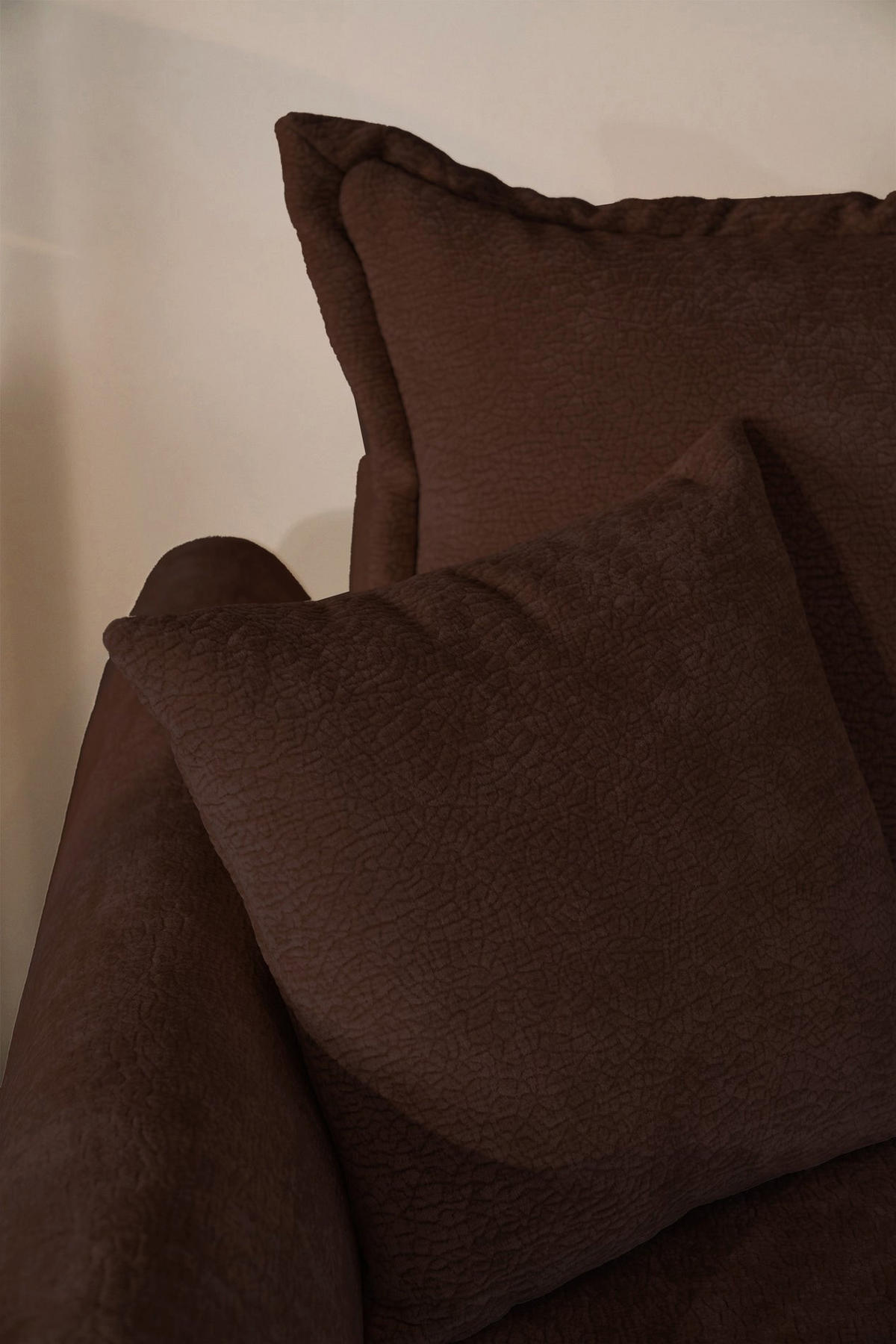 ROHOVÁ SEDAČKA Cushi, levý roh, hnědá žinylka - černá/hnědá, textil/plast (252/183cm) - Selsey