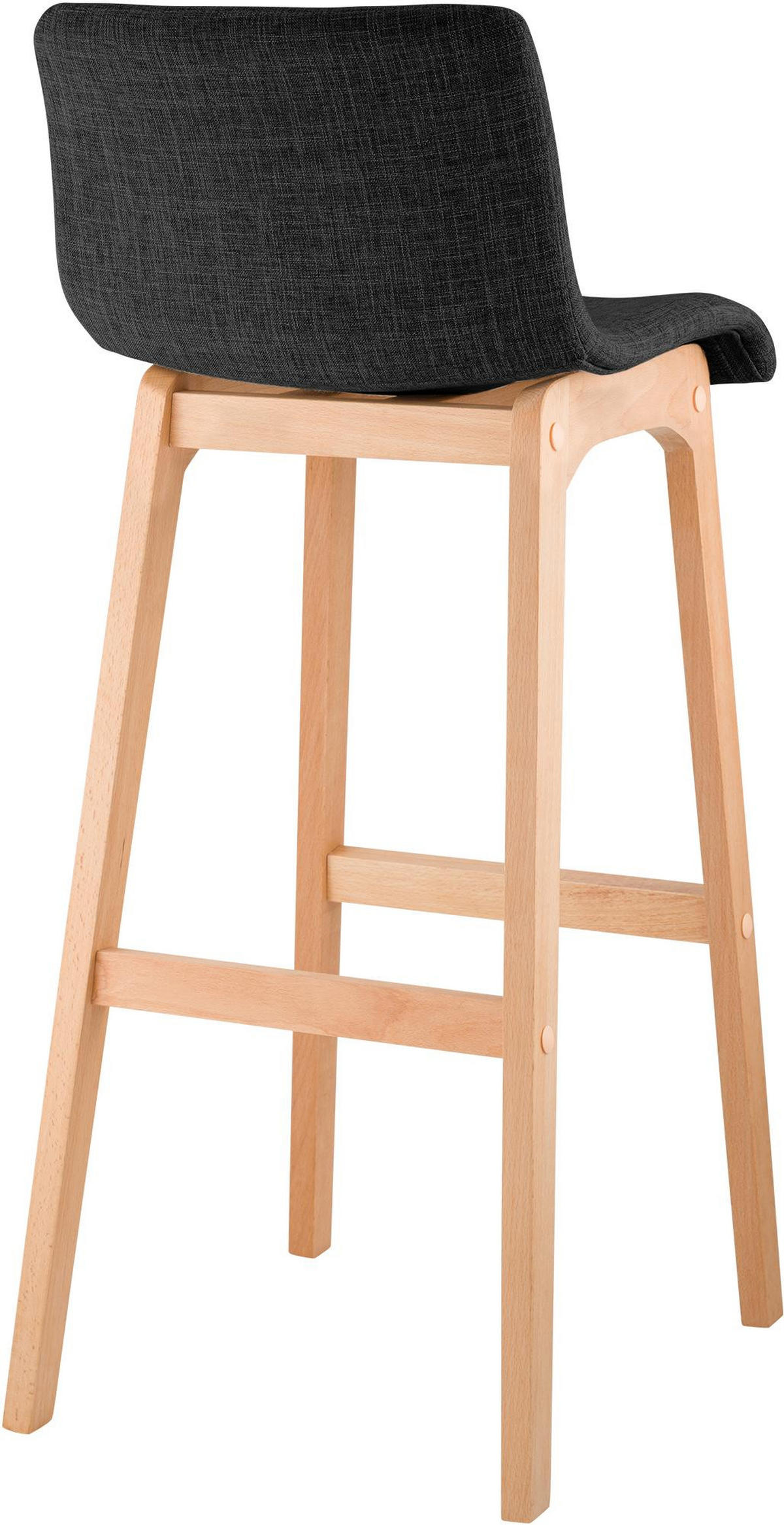 BARHOCKER 2er Set Stoff Dunkelgrau - Eukalyptusholzfarben/Dunkelgrau, Holz/Textil (41/102/46cm) - CLP