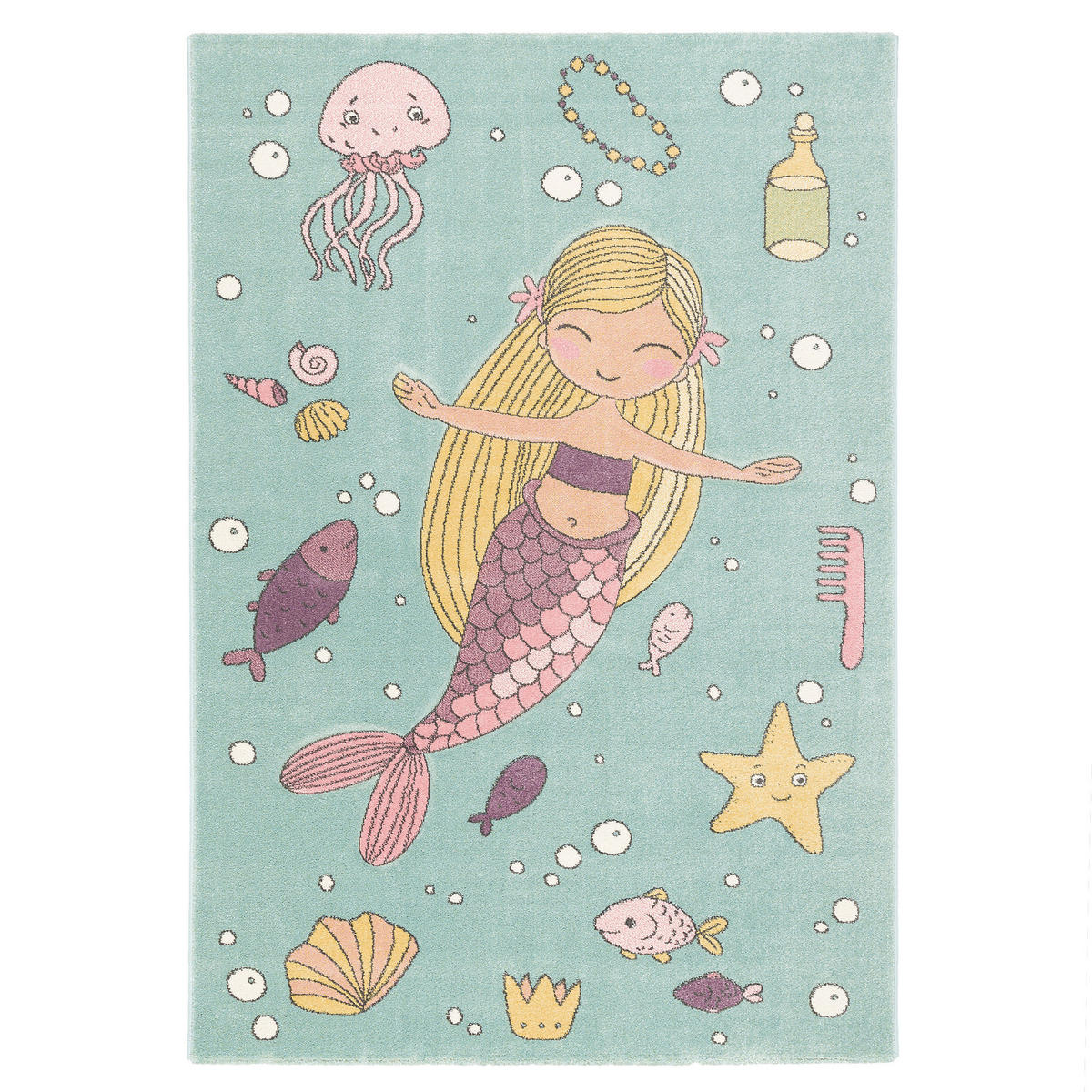KINDER TEPPICH MAUI KIDS MEERJUNGFRAU PASTELL - Mintgrün, Textil (140/200cm) - Pergamon