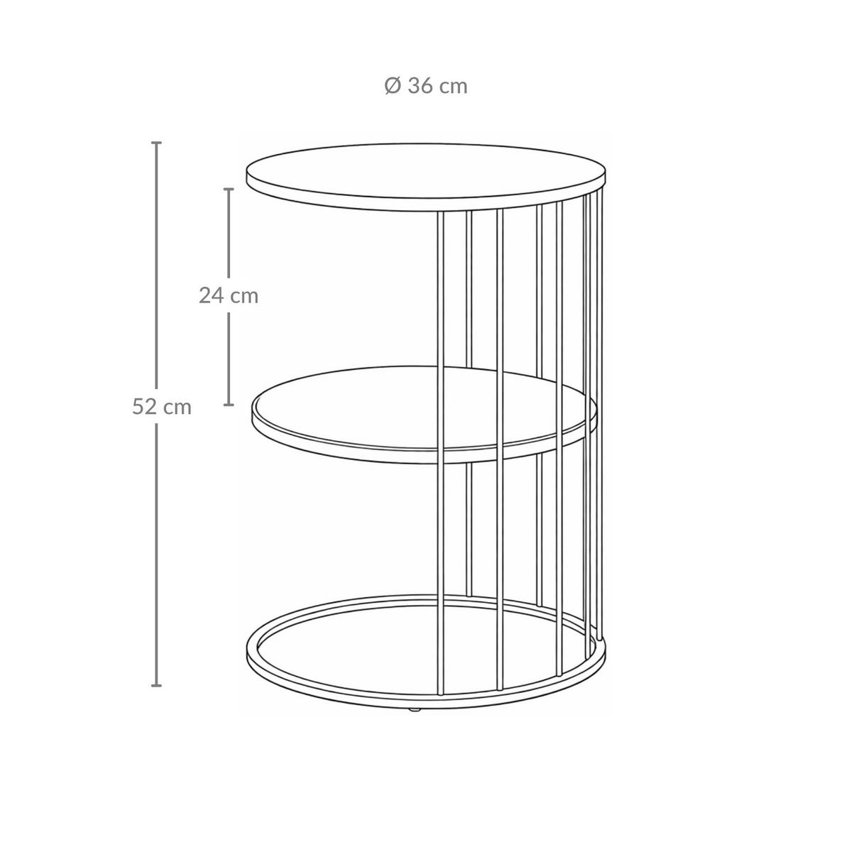 COUCHTISCH Roda Metall 52 cm - Schwarz, Metall (36/36/52cm) - EDAXO
