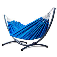 HÄNGEMATTE mit Gestell, 2 Personen, XXL, 200 kg, Metall, Morena Blau, einfache Montage - Blau, Metall (370/130/120cm) - Potenza