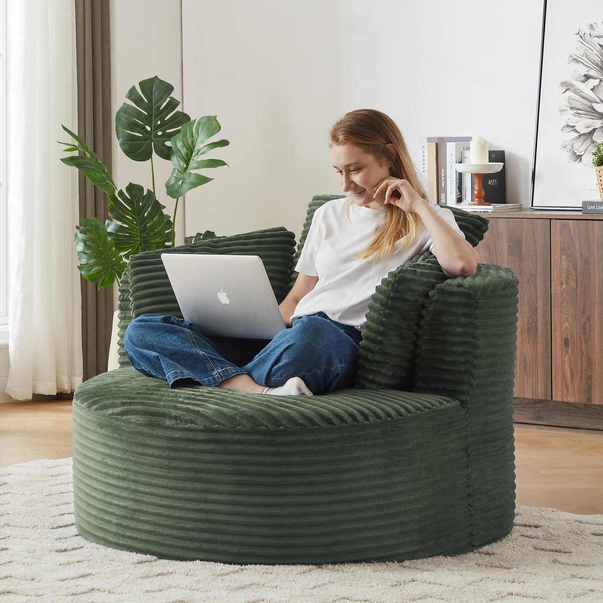 SESSEL DE-34912 rund mit Cloud-Komfort Grün - Grün, Textil (113/86/124cm) - ComfortXL