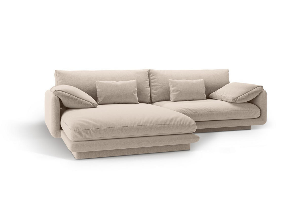 ECKSOFA links Torino aus strukturiertem Stoff leichtes beige 4 Sitzplätze - Creme, Textil (170/250cm) - Micadoni