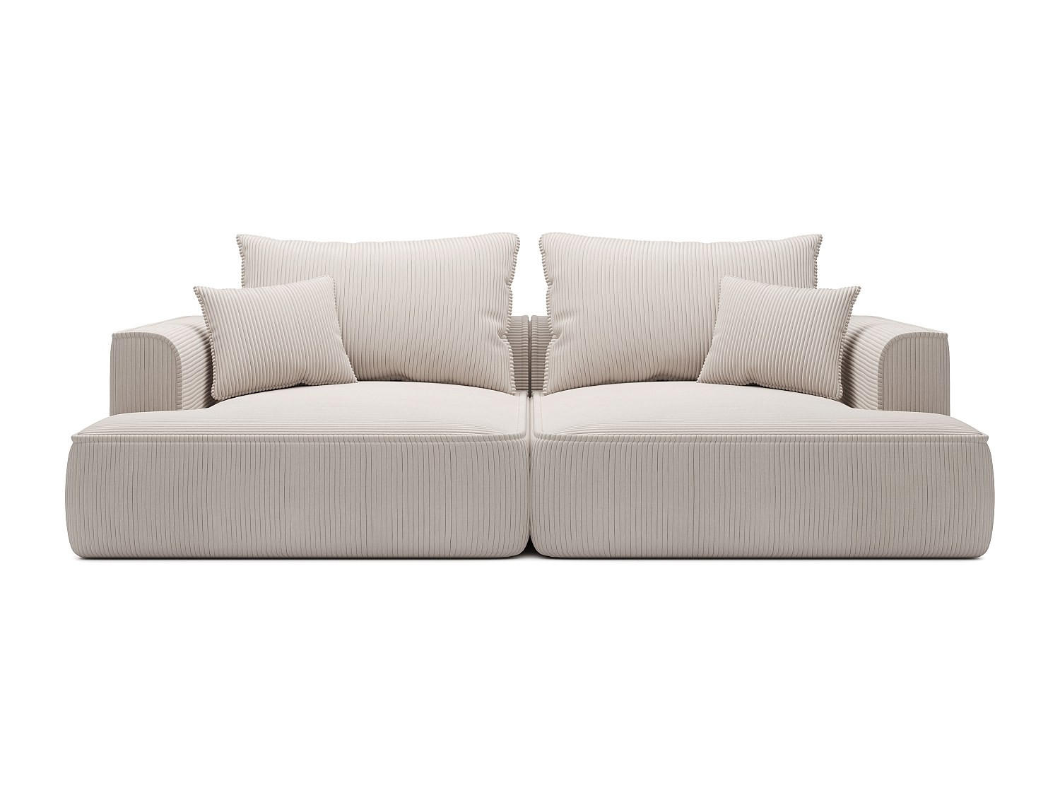 SOFA ohne Schlafmöglichkeit - 4 Personen - Samt - Beige - Beige, Textil (260/94/145cm) - Vente-Unique