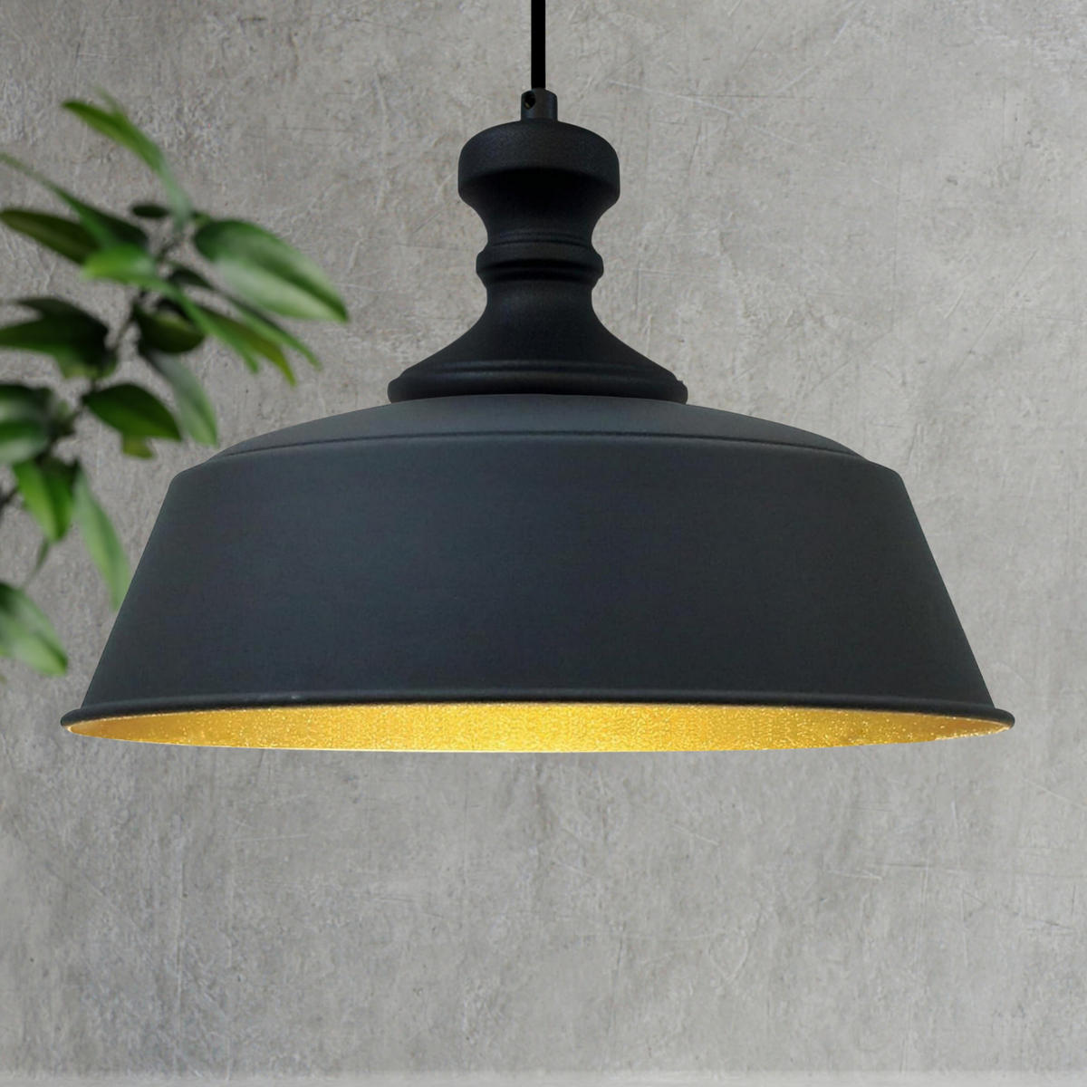PENDELLEUCHTE Orema 41/35 cm - Goldfarben/Schwarz, Metall (41/35cm) - Bamyum