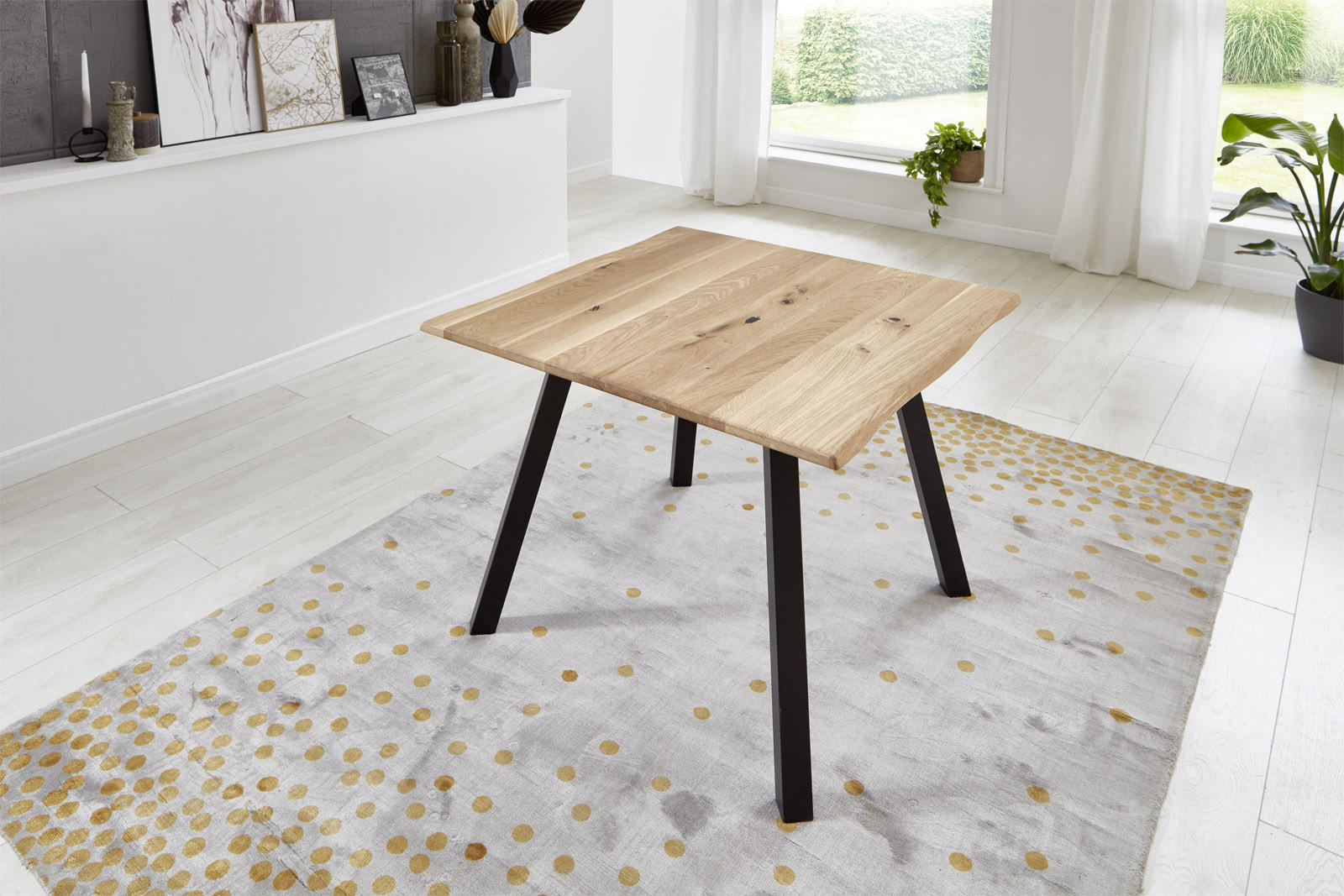 ESSTISCH EDIK - Beige/Schwarz, Holz/Metall (80/80/77cm) - SAM