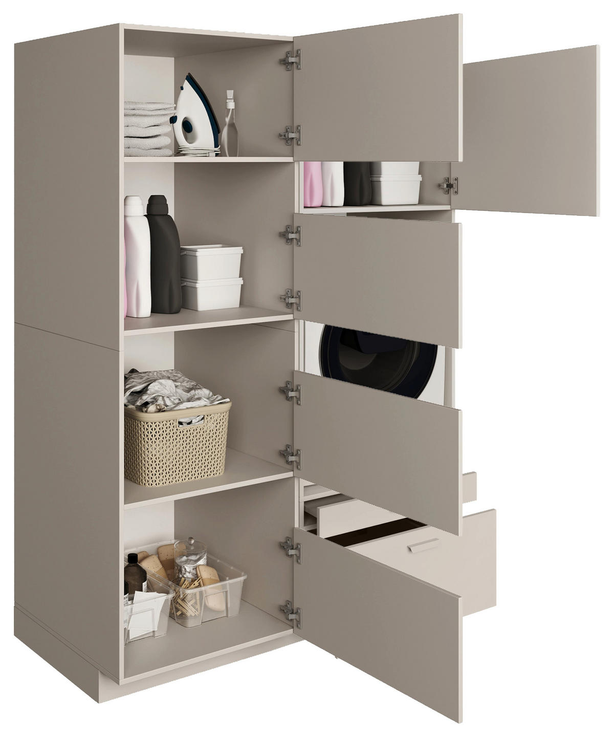 BADEZIMMERMÖBEL-SET Holv Kaschmirgrau 135 cm - Taupe, Holzwerkstoff/Metall (135/200/66cm) - Selsey
