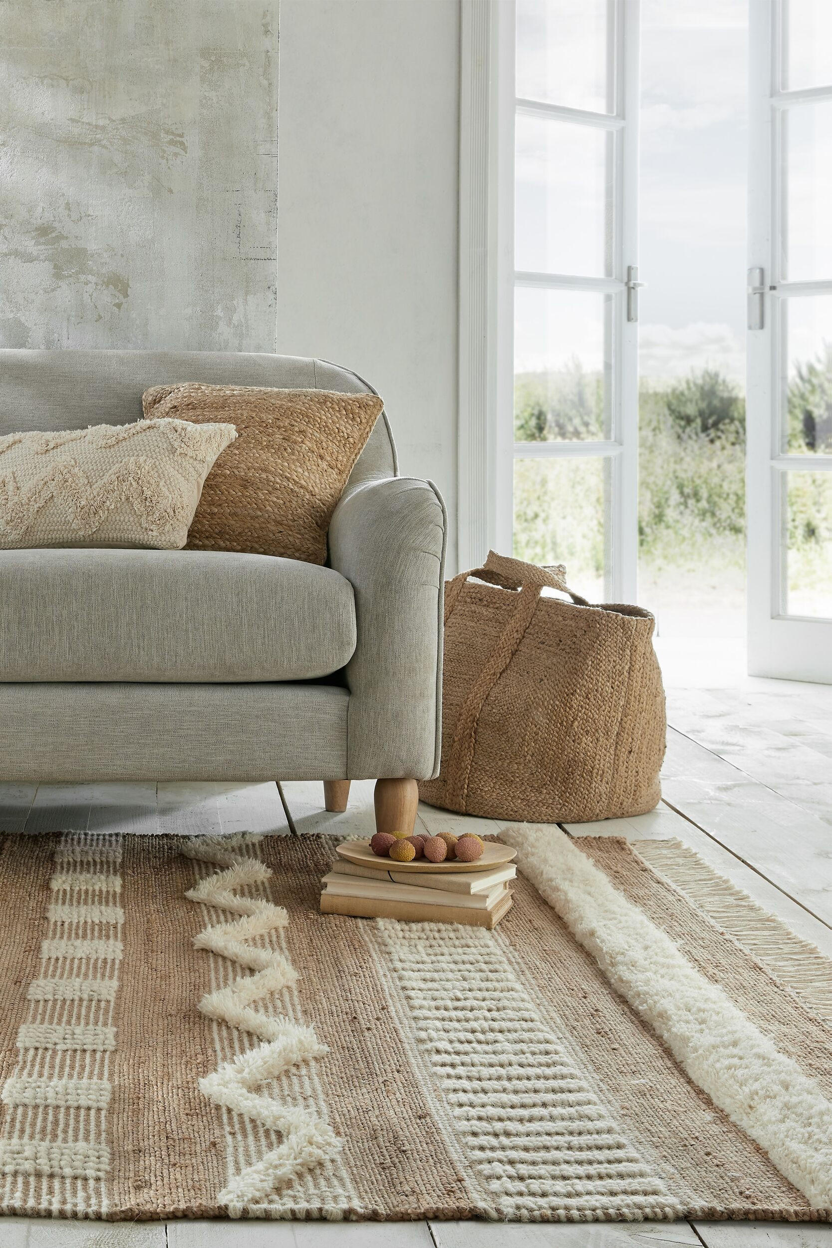 NATURTEPPICH handgewebt Jute-Wolle-Mix skandinavisch WHARFE, Braun-Beige 200x290 cm - Braun, Textil (200/290cm) - KADIMA DESIGN