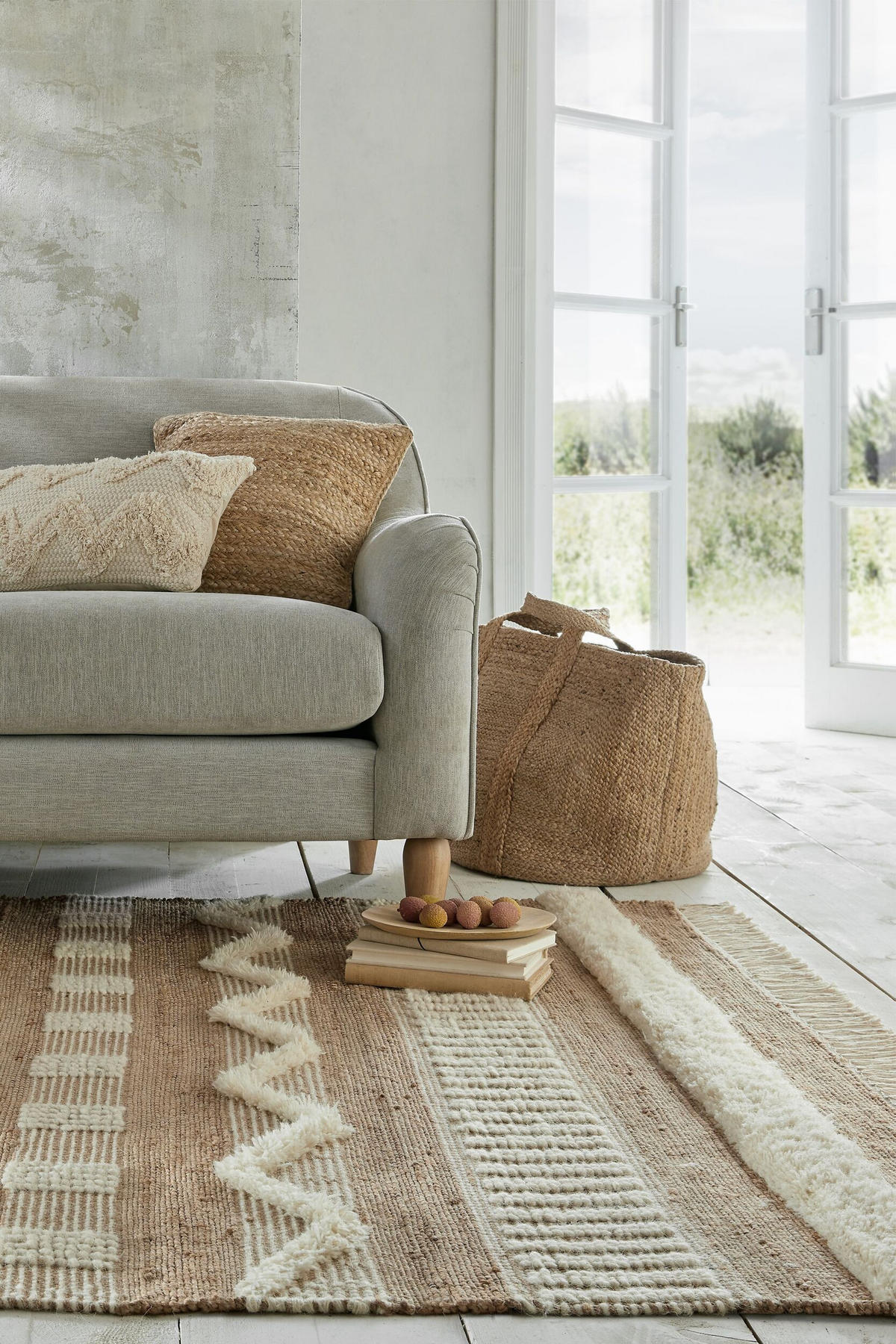 NATURTEPPICH handgewebt Jute-Wolle-Mix skandinavisch WHARFE, Braun-Beige 200x290 cm - Braun, Textil (200/290cm) - KADIMA DESIGN