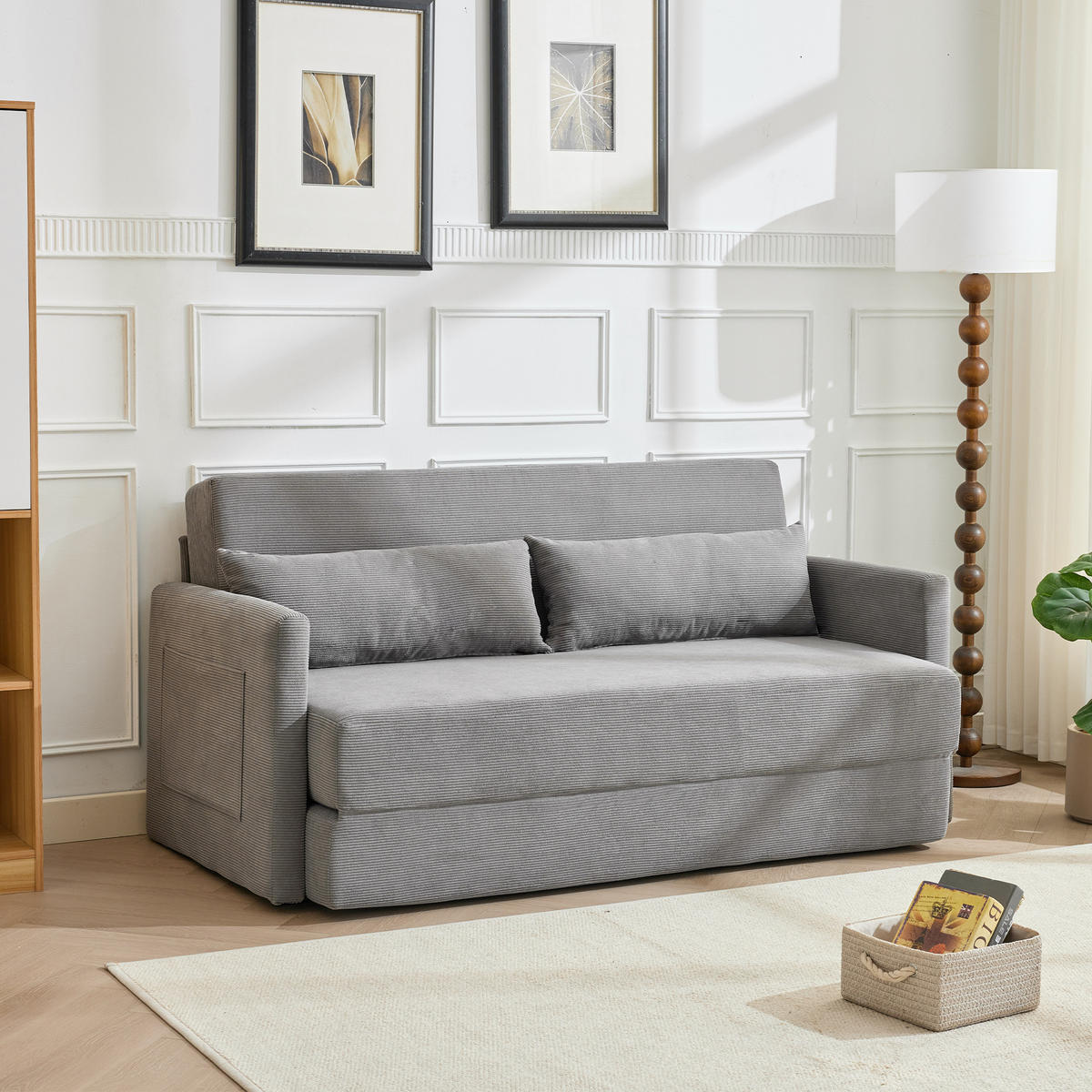 SCHLAFSOFA 2-Sitzer Sofa mit Schlaffunktion,klappbar,Grau - Grau, Textil (165/82/92cm) - LVHOM