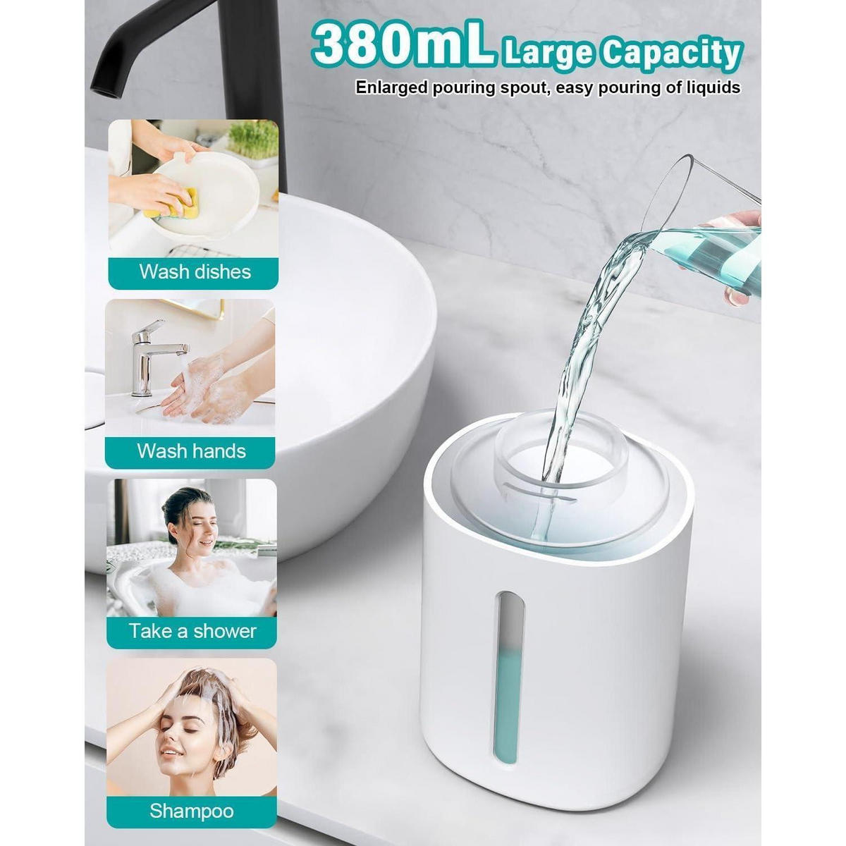 SEIFENSPENDER Automatisch mit Sensor Weiß 380mL - Weiß, Kunststoff (10.5/8/20.5cm)