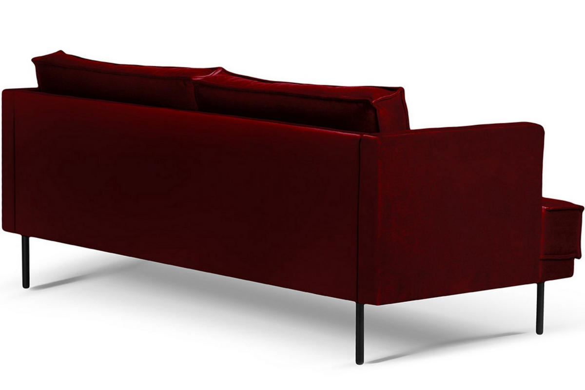 3-SITZER-SOFA GANZO 2 Kissen inklusive, Velours-Stoff, rot - Rot/Schwarz, Textil/Metall (193/84/92cm) - KONSIMO®