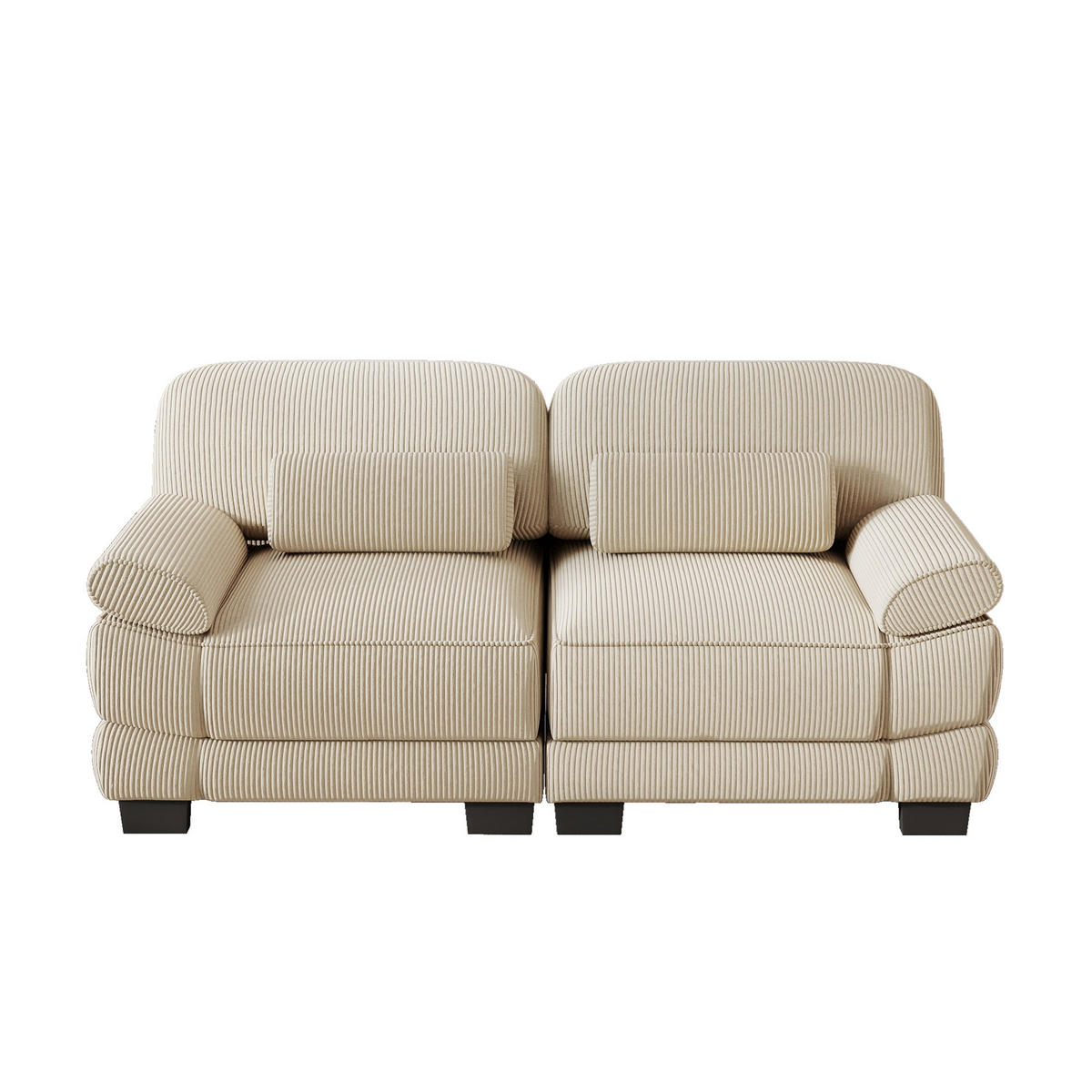 2-SITZER-SOFA modular mit Lendenkissen, DE-42659, Beige - Beige, Holz (194/94/88.5cm) - ComfortXL