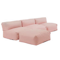 GARTENSOFA mit 4 Sitzplätzen, Puderrosa - Pink, Textil (85/65/340cm) - Oviala
