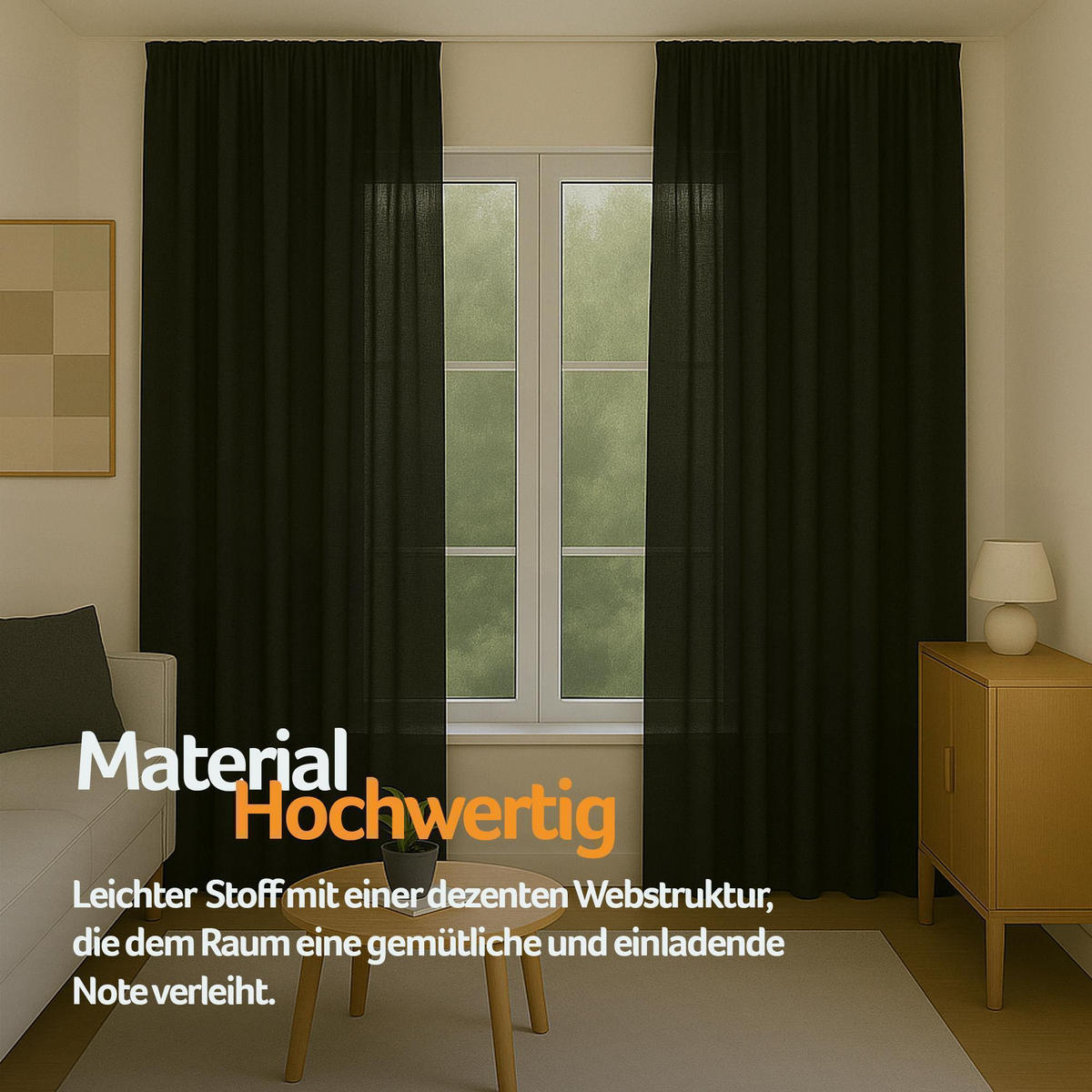 GARDINE Universalband "blickdicht" 2er Pack Schwarz 140x145 cm - Schwarz, Textil (140/145cm) - Bestlivings