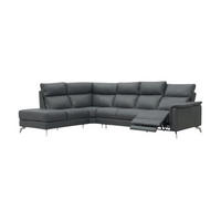 ECKSOFA Borea Echtleder mit 1 x Relaxfunktion Anthrazit - Anthrazit, Leder/Metall (220/310cm)