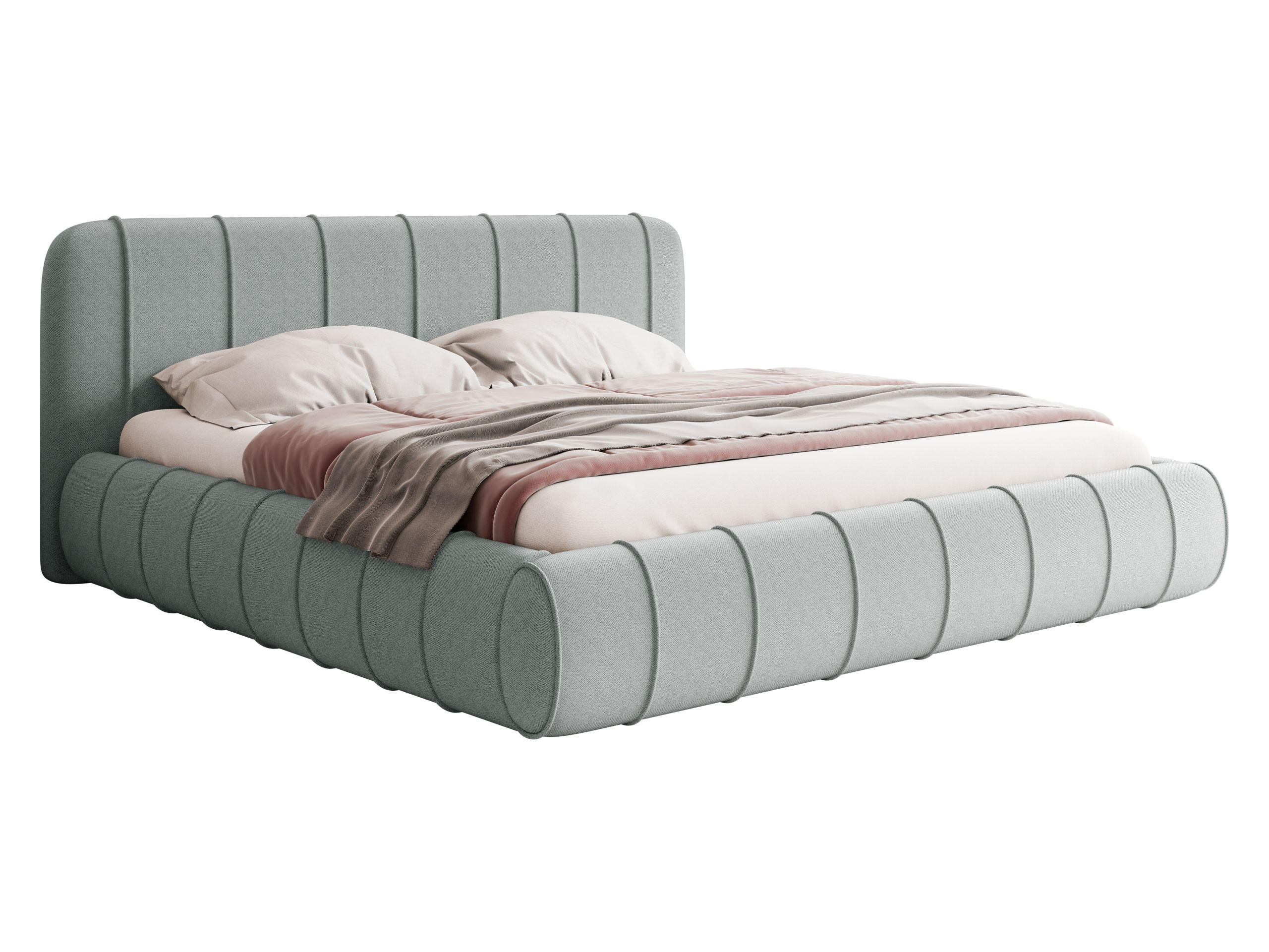 POLSTERBETT Slim XI - Hellgrau, Holz/Holzwerkstoff (200/200cm) - MIRJAN24