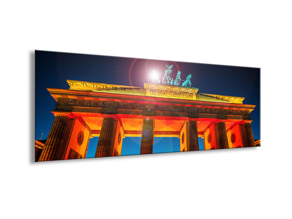 GLASBILD 80x30 cm Brandenburger Tor Berlin - Blau, Glas (80/30cm) - artissimo