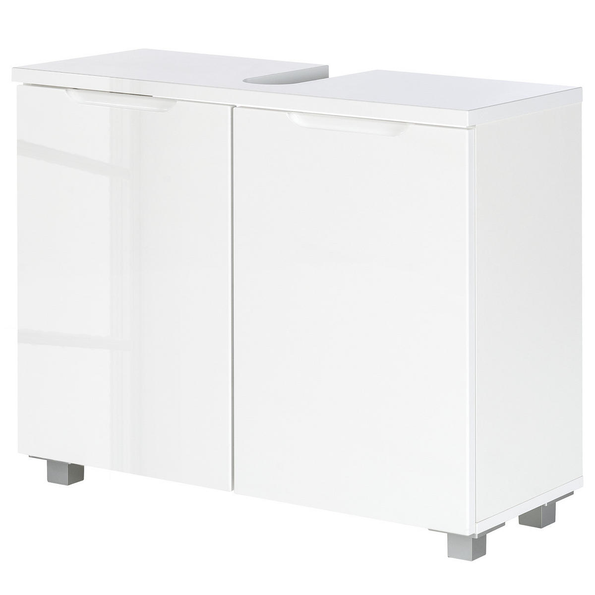 WASCHBECKENUNTERSCHRANK - Hochglanz Weiß / Matt Weiß - Weiß, Holzwerkstoff (80/67/32cm) - home24