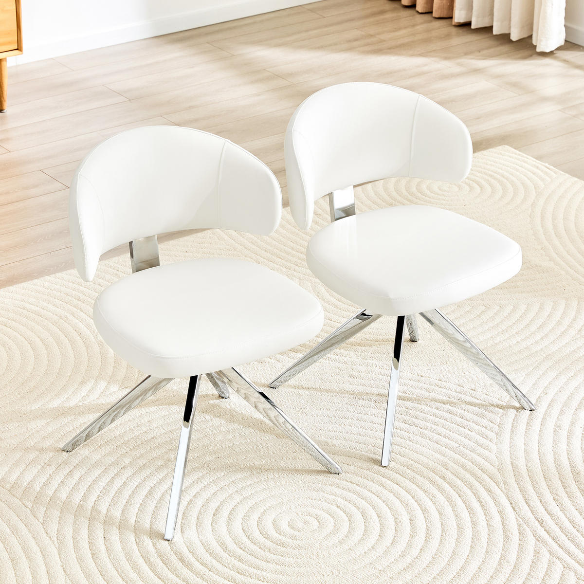 STUHL-SET DE-36678 2 Stück 360° drehbar mit Polsterung Weiß - Weiß, Metall (50.5/77/54.5cm) - ComfortXL