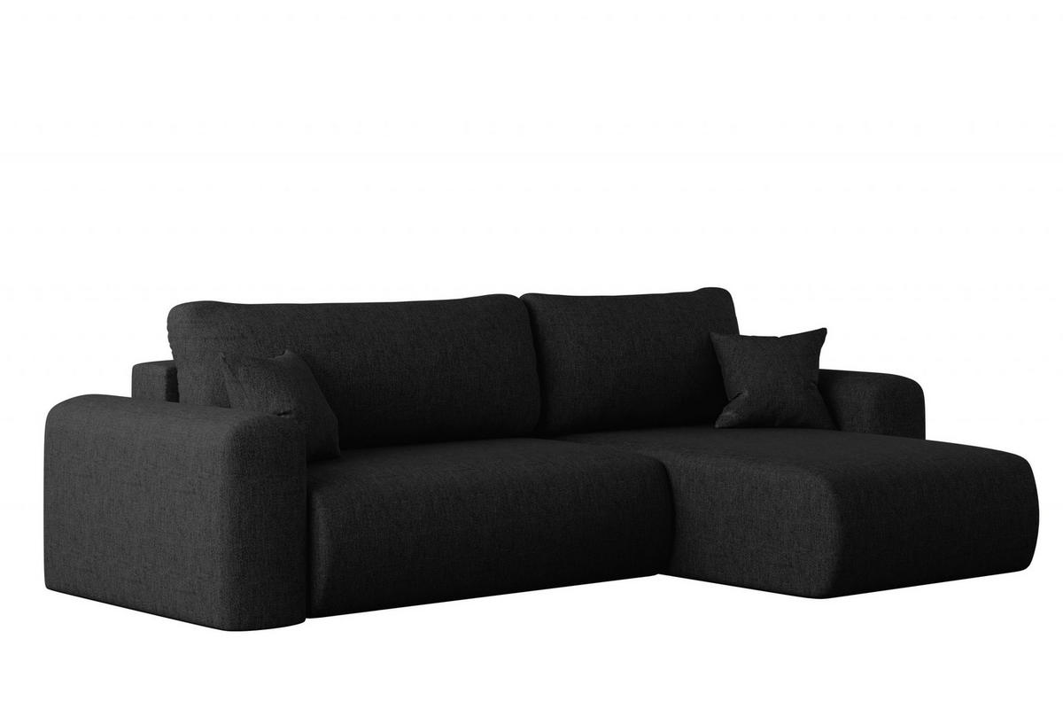 ECKSOFA Mit Schlaffunktion Und Bettkasten L-förmiges Sofa Capri Stoff Verita Rechts Schwarz - Schwarz, Holz (272/145cm) - Kaiser Möbel