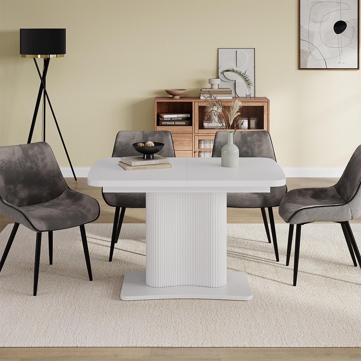 JÍDELNÍ STŮL Fenaro Bílá/bílá - bílá, kompozitní dřevo (80/120/77.4cm) - Vicco