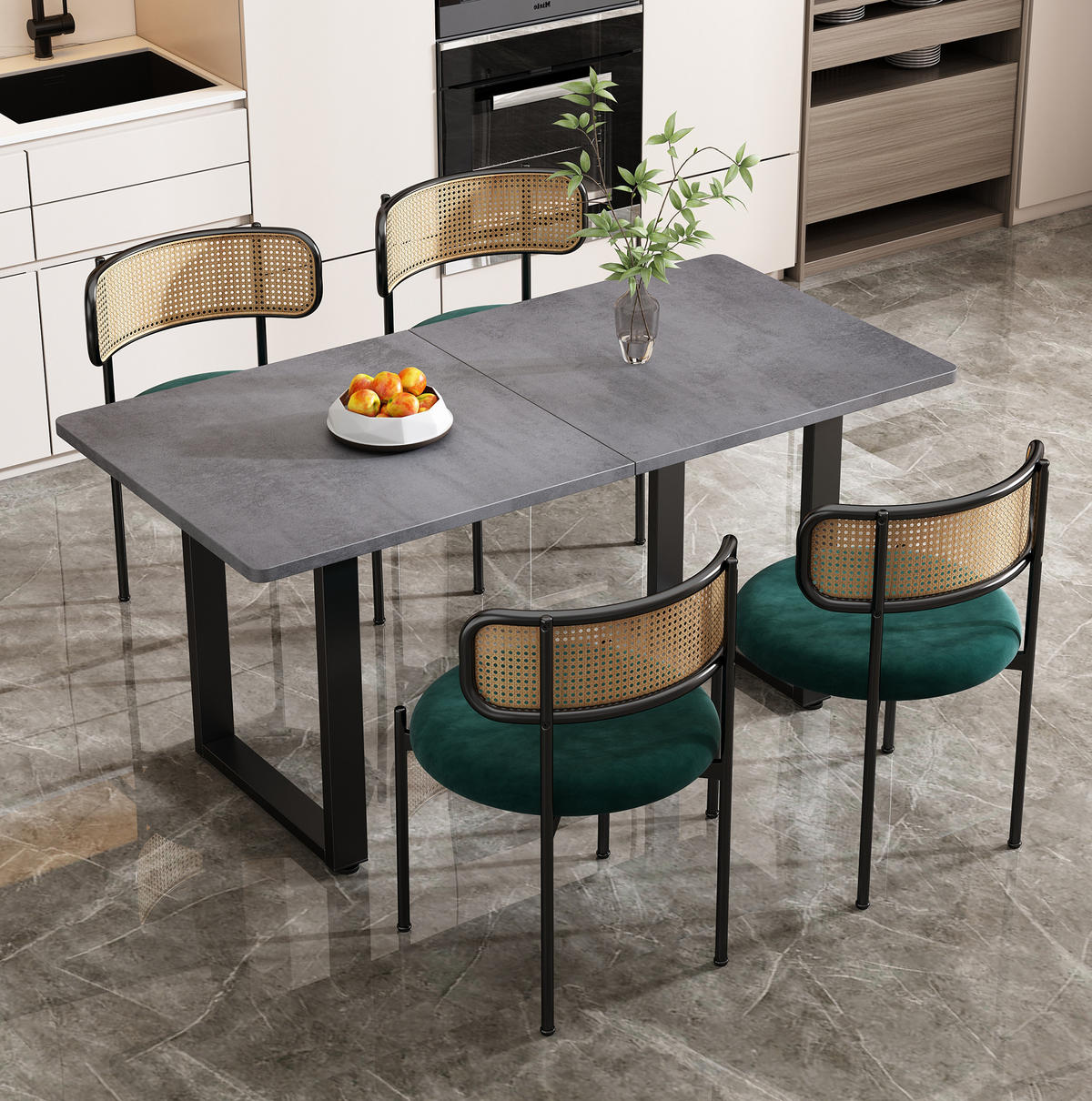 ESSTISCH 140/70/75 cm Schwarz/Grau aus Spanplatte und Metall im Industriestil - Schwarz, Holzwerkstoff (140/70/75cm) - OKMYHOME