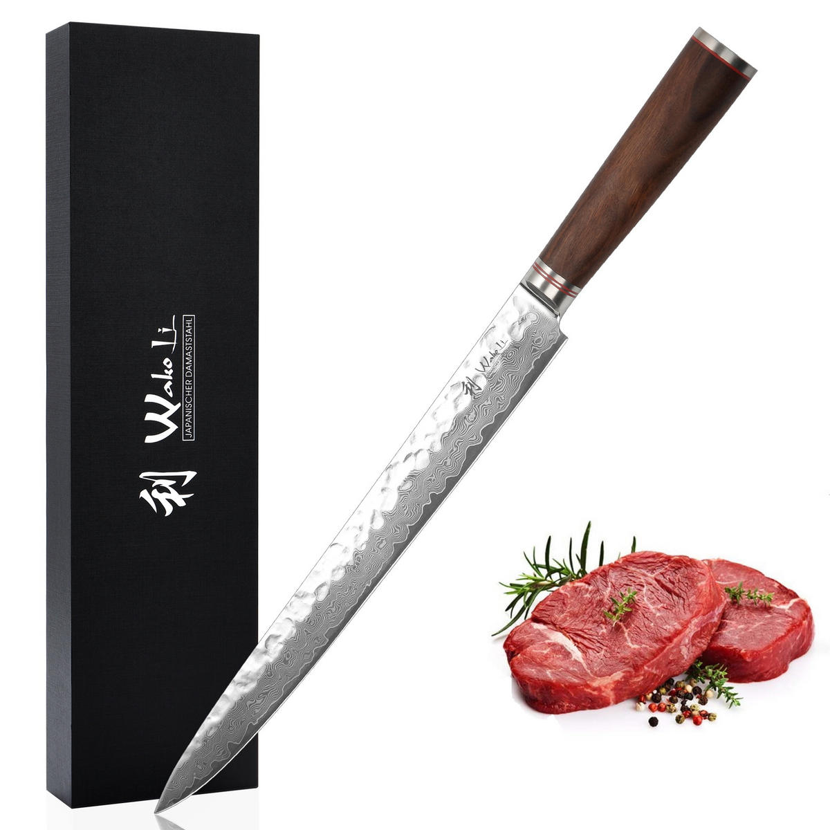 FLEISCHMESSER 30 cm - Nussbaumfarben, Holz/Metall (44cm) - Wakoli