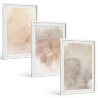 BILDER SET 3er Set - 40x60 cm Weißer Rahmen - Warme Aquarell-Pastelltexturen - Weiß, Kunststoff (40/60cm) - TULUP
