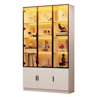 VITRINE 120/32/200 cm aus MDF mit Glastüren, LED-Beleuchtung und Sanftschluss Weiß - Weiß, Holzwerkstoff (120/200/32cm) - Modenvie